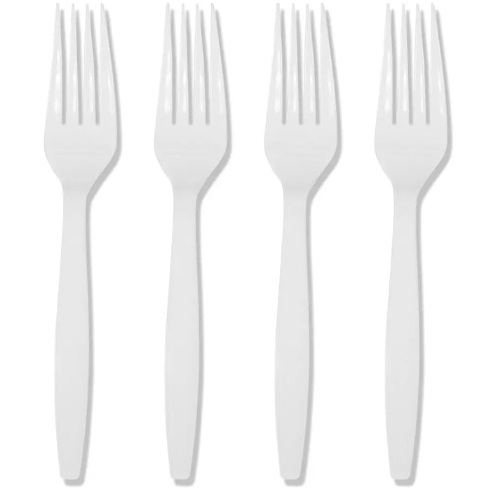 Heavy Duty Plastic Fork Unwrapped White 