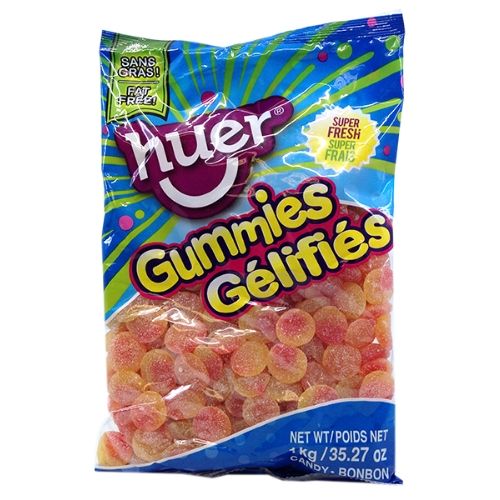 Huer - Sour Peach Slices Gummy Candy - 1 Kg