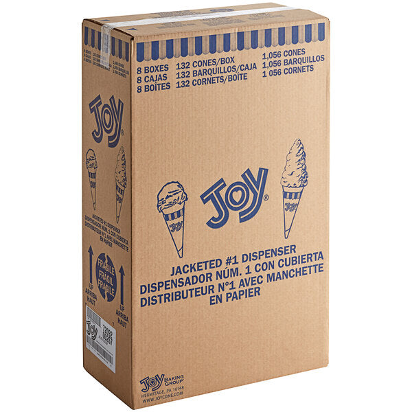 JOY - #1 Jacketed Dispenser Ice Cream Cones - 8 x 132/Case