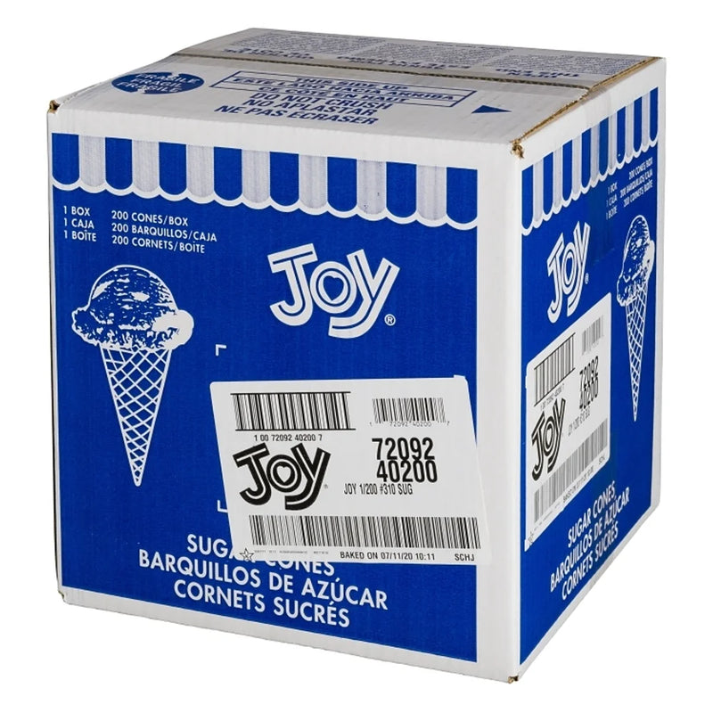 JOY - #310 Conos de helado de azúcar sin cubierta - Paquete de 200