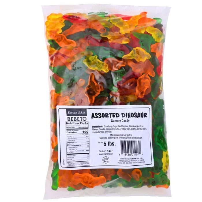 Kervan - Assorted Gummy Dinosaurs Bulk Halal Gummy Candy - 4 x 5 Lbs