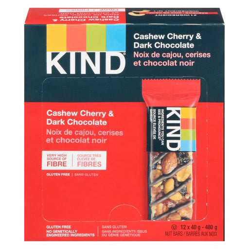 Kind - Cashew Cherry & Dark Chocolate Bar - 12 x 40g