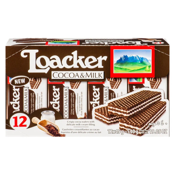 Loacker - Wafer Cocoa & Milk - 12 x 45g