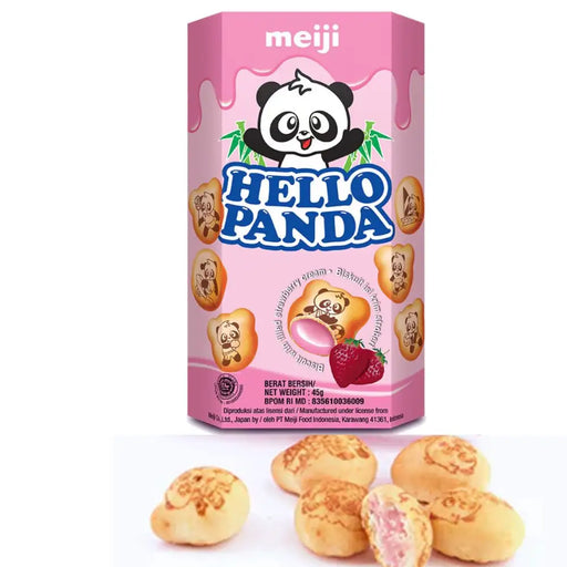 Meiji - Hello Panda Biscuits With Strawberry Cream Filling - 10 x 45g