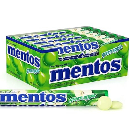 Mentos - Chewy Mint Candy Roll Green Apple 14 Pcs - 15 x 37.5g