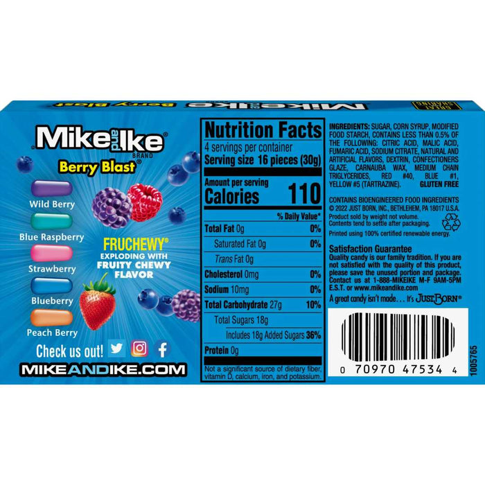 Mike and Ike - Berry Blast Theatre Box 4.25 Oz - 4 x 120g