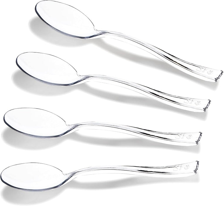 4" Mini Plastic Dessert Spoons Clear - 100/Pack