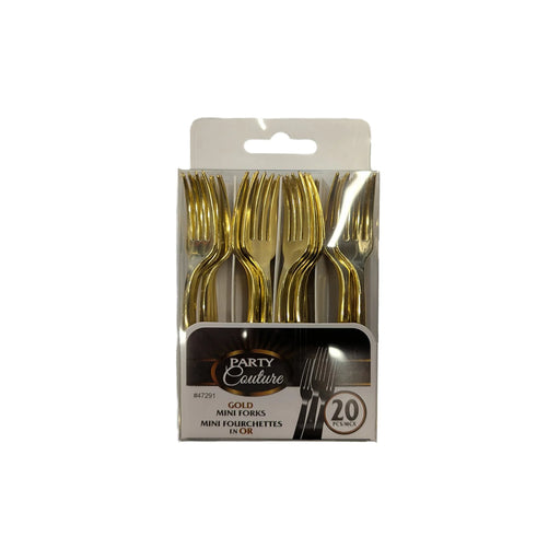 Mini Plastic Forks Gold