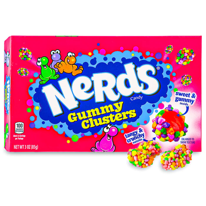 Nerds - Gummy Clusters Rainbow Theatre Box 3 Oz - 12 x 85g