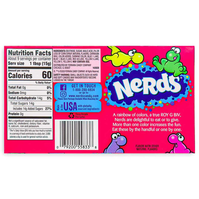 Nerds - Gummy Clusters Rainbow Theatre Box 5 Oz - 12 x 141g