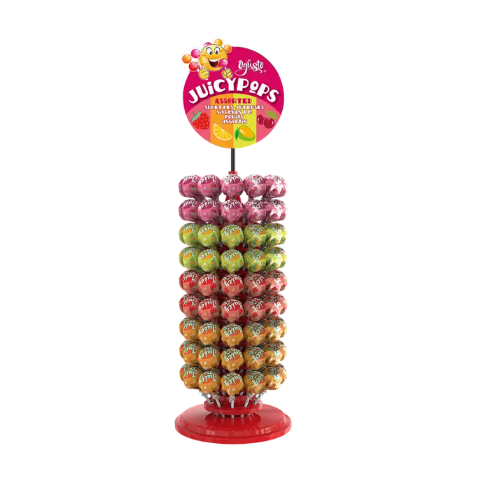 Ogusto - Juicy Pops With Stand Assorted Lollipops - 108 x 10g