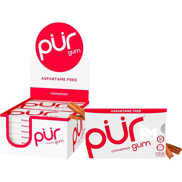 PUR - Aspartame Free Chewing Gum Cinnamon Blister 9 Pcs - 12 Packs