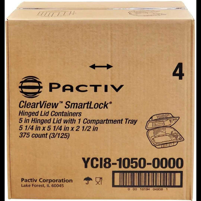 Pactiv - 5" Plastic Hinged Container 11 Oz, 375/Case - 36 Cases/Pallet