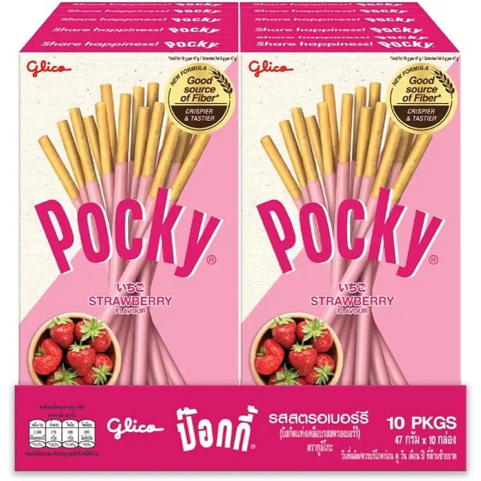 Pocky - Strawberry Cream Coated Biscuit Sticks - 12 x 47g