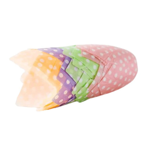 2" x 3.25" Polkadot Mixed Tulip Baking Cups - 8 x 125pcs/Case