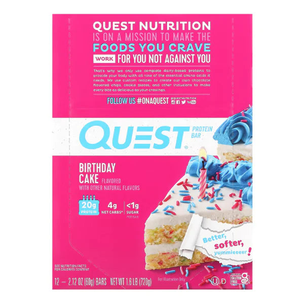 Quest - Protein Bar Birthday Cake - 12 x 60g