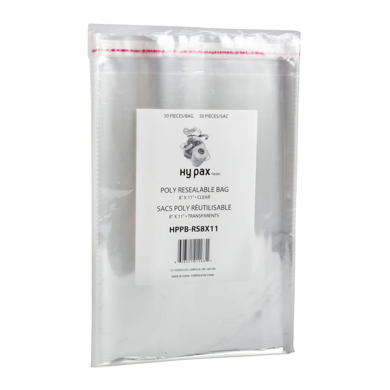 Hypax - Bolsas de polietileno resellables con tira de 8" x 11" - 250/caja