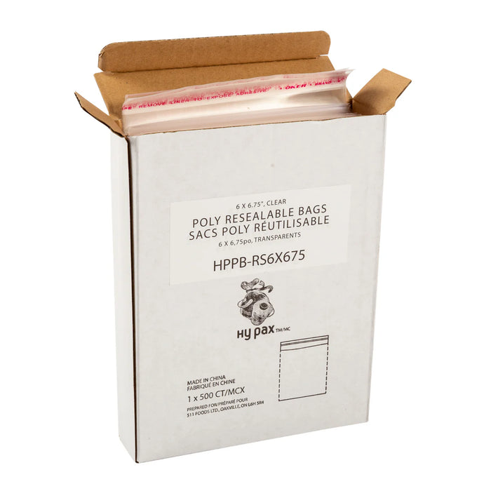 Hypax - Resalable Poly Bags With Strip 6" x 6.75" - 500 / Case