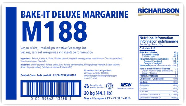 Richardson - Margarina de panadería Bake-It Deluxe M188 - 20 kg