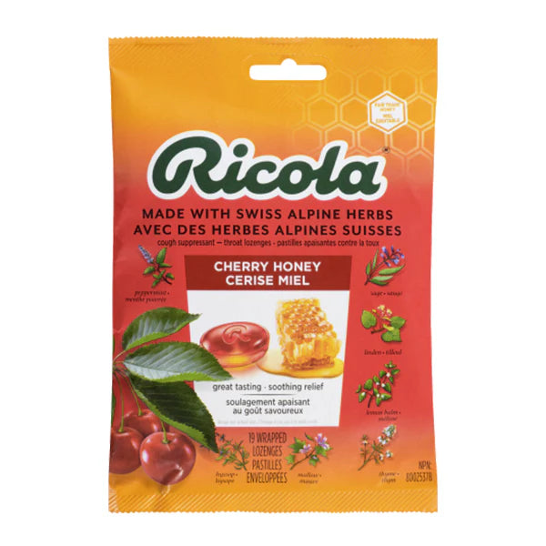 Ricola - Cherry Honey Cough Drops Bag 75g - 8 Packs