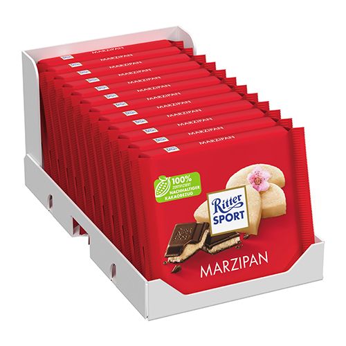 Ritter Sport - Dark Chocolate With Marzipan - 12 x 100g