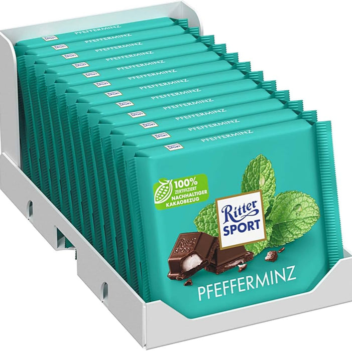 Ritter Sport - Dark Chocolate With Peppermint Filling - 12 x 100g