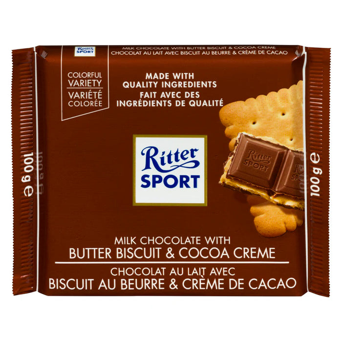 Ritter Sport - Butter Biscuit & Cocoa Creme Milk Chocolate Bar 100g