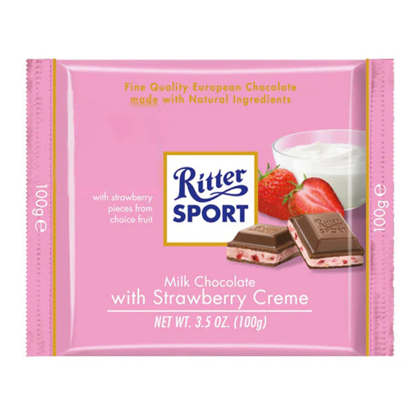 Ritter Sport - Milk Chocolate With Strawberry Creme - 6 x 100g