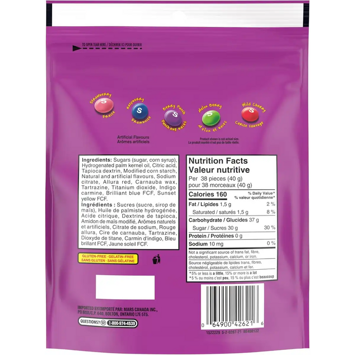 Skittles - Berry Chewy Candy Bowl Size Bag - 320g