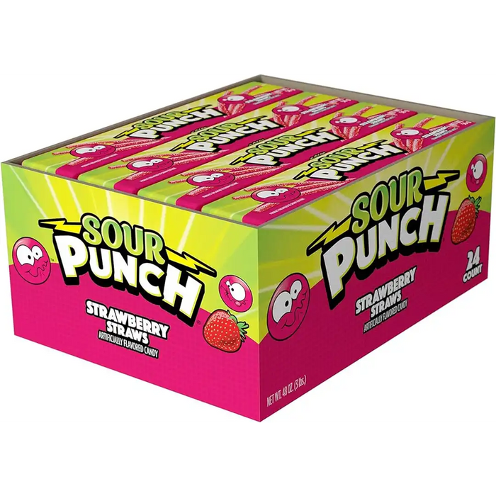 Sour Punch Strawberry Straws Candy 24 x57g