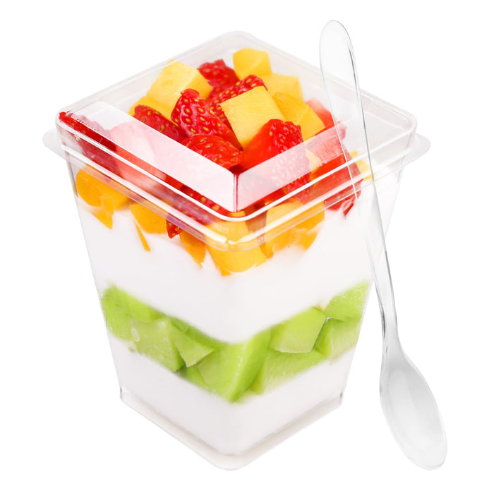 Square Dome Lids For 5 Oz Clear Plastic Dessert Cup PET - 50/Pack