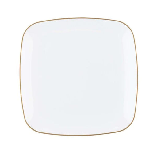 Square Plastic Plates With Gold Rim 7.5 inch, Party Dessert Plates