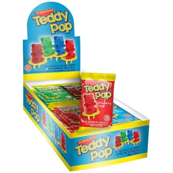 Teddy Pop - Lollipop Ring Sucker Pops - 24 x 15g