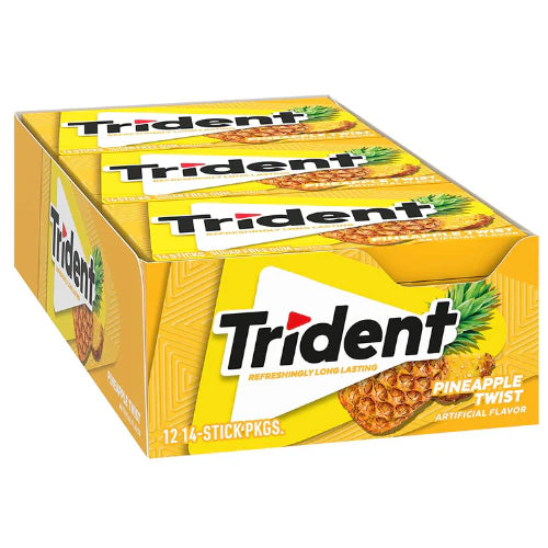 Trident - Pineapple Twist Sugar Free Gum 14 Sticks - 12 Packs