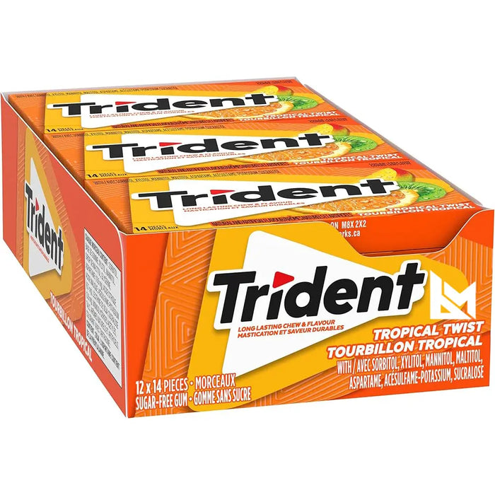 Trident - Tropical Twist Sugar Free Gum Superpak 14 Sticks - 12 Packs