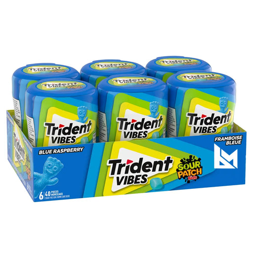 Trident - Vibes Sour Patch Kids Blue Raspberry Gum Bottle 40 Pcs - 6 Packs