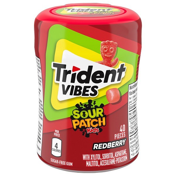 Trident - Vibes Sour Patch Kids Redberry Gum Bottle 40 Pcs - 6 Packs