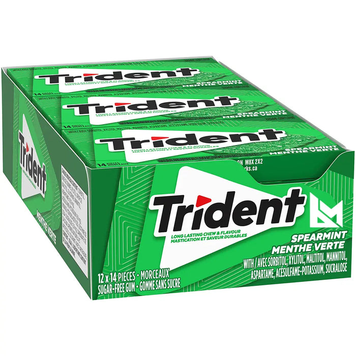 Trident - Spearmint Sugar Free Gum 14 Pcs - 144 Packs