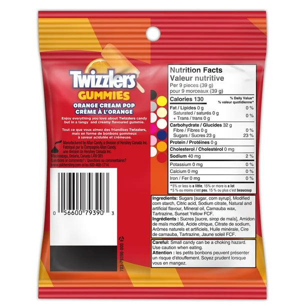 Twizzlers - Gummies Orange Cream Pop Gummy Candy - 6 x 170g