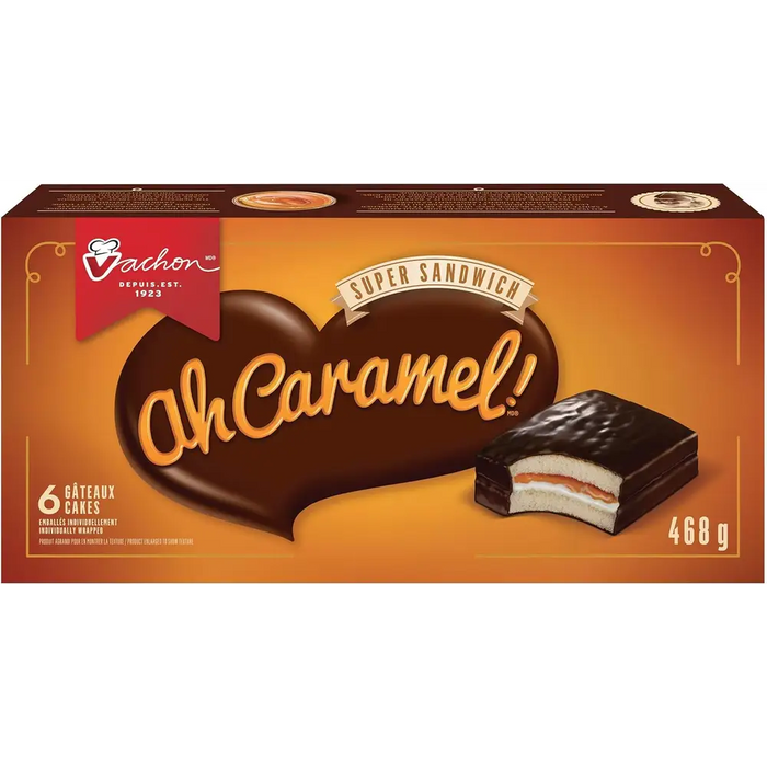 Vachon Ah Louis Cakes With Caramel & Creamy Filling And Chocolatey Coating - 468g