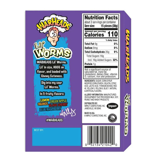 Warheads - Lil' Worms Theatre Box 3.5 Oz - 12 x 99g