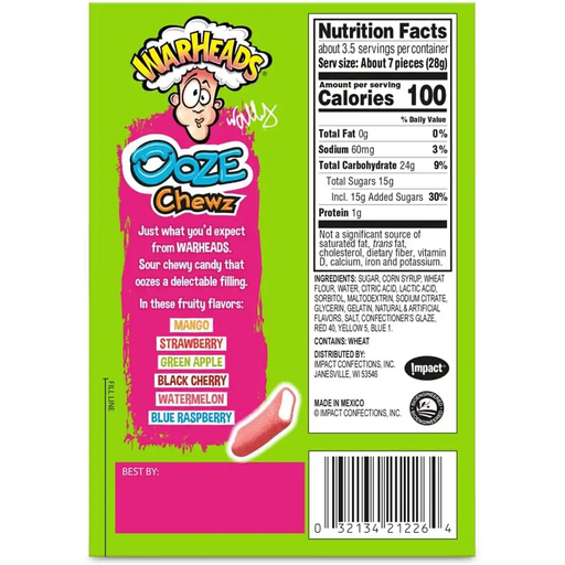 Warheads - Ooze Chews Theatre Box 3.5 Oz - 4 x 99g