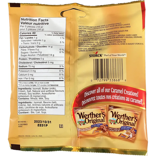 Werther's Original - Caramel Hard Candy No Sugar Added - 70g