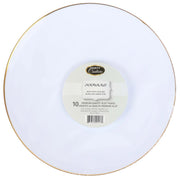 White Plastic Plates With Gold Rim 10 inch, Party Dinner Plates