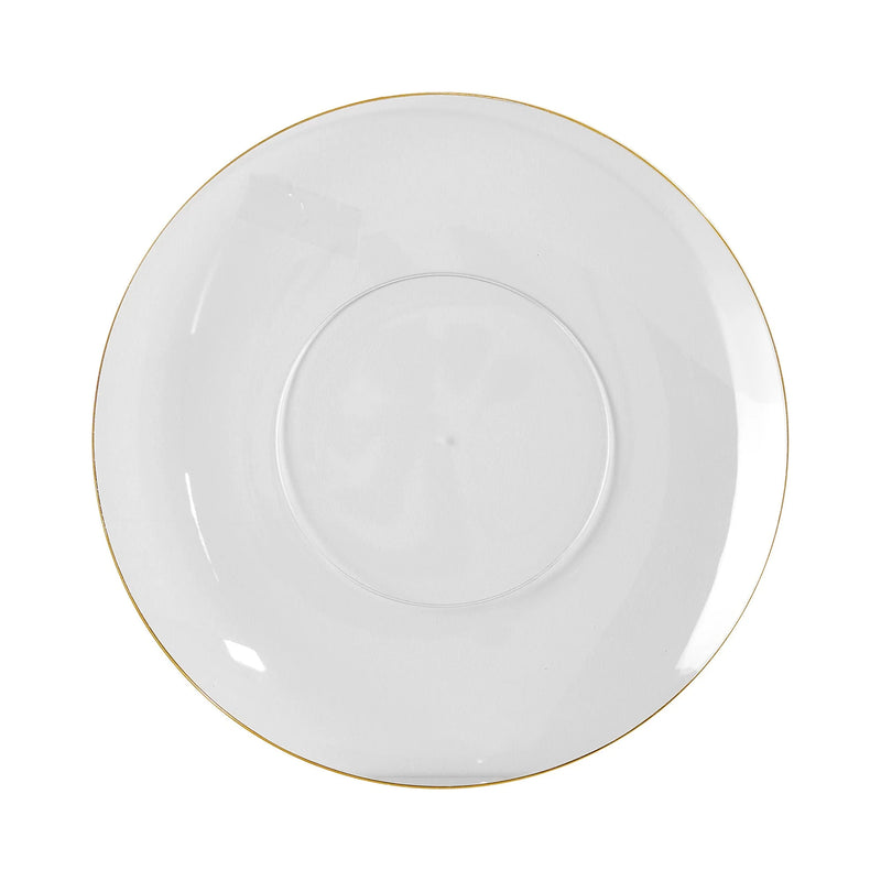 White Plastic Plates With Gold Rim 9 inch, Party Lunch Plates