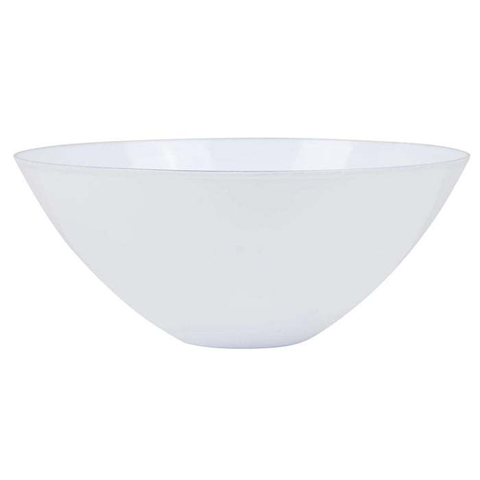 White Plastic Salad Bowls With Silver Rim 112 Oz - Each