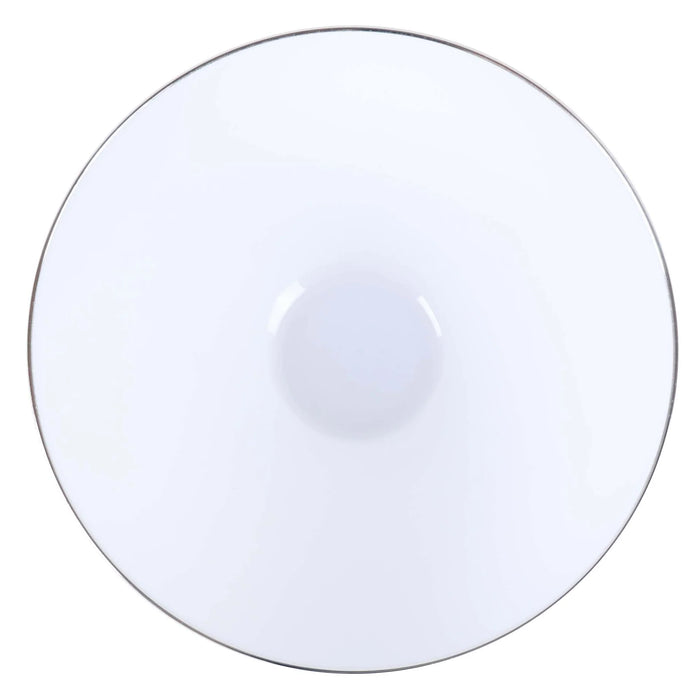 White Plastic Salad Bowls With Silver Rim 112 Oz - Each