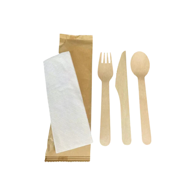ECO PLUS - Tenedores de madera de abedul compostables sin envolver, color natural - 10 x 100/caja