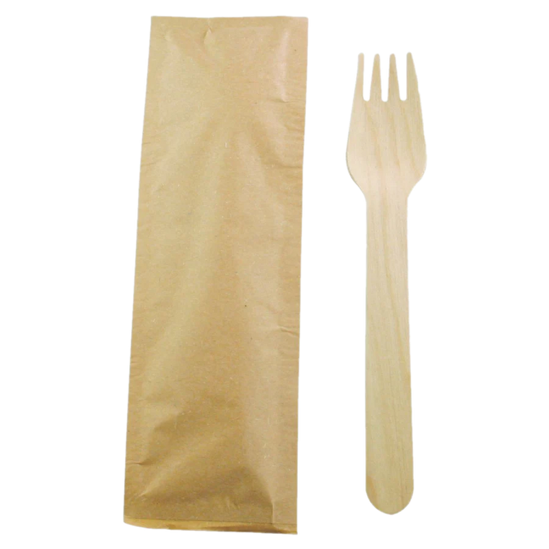 ECO PLUS - Tenedores de madera de abedul compostables sin envolver, color natural - 10 x 100/caja