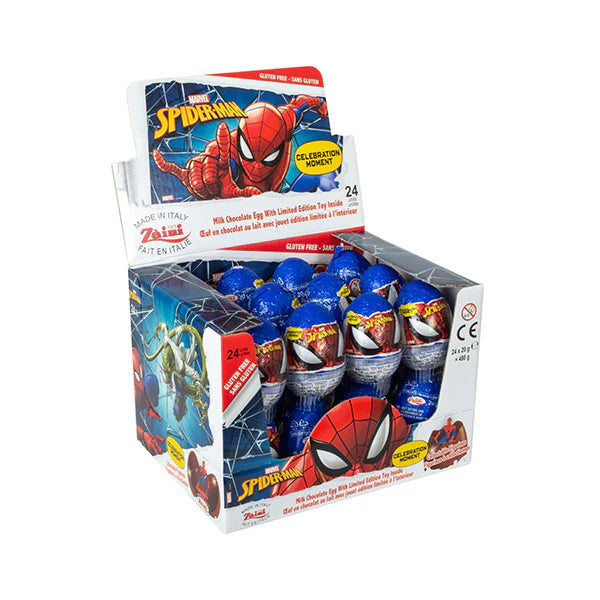 Zaini - Spiderman Surprise Chocolate Eggs - 24 x 20g